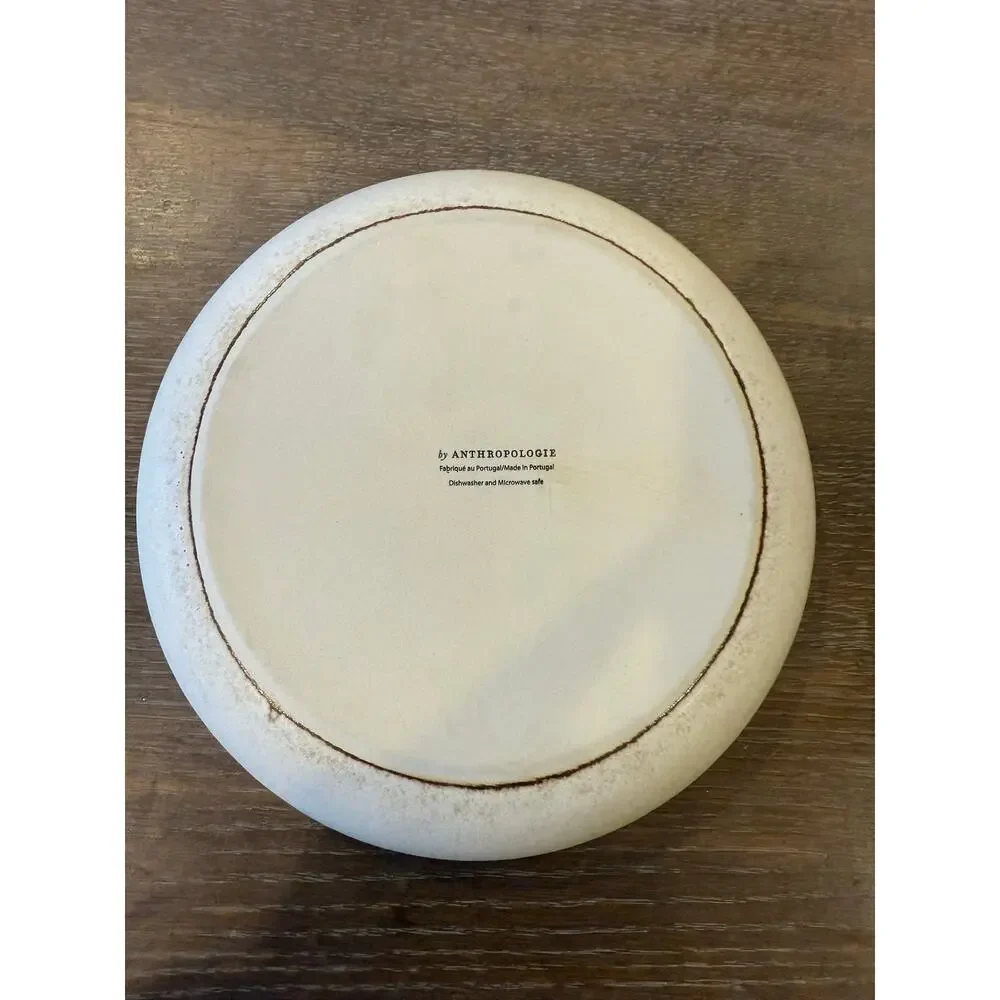 Anthropologie Cream Rustic Boho Ceramic 9 inch diameter Plate Bowl